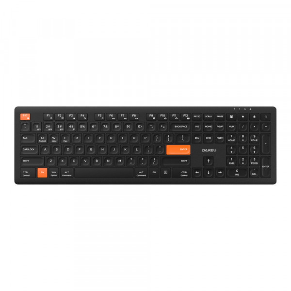 Bàn phím văn phòng không dây Dareu LK150D (Đen cam)