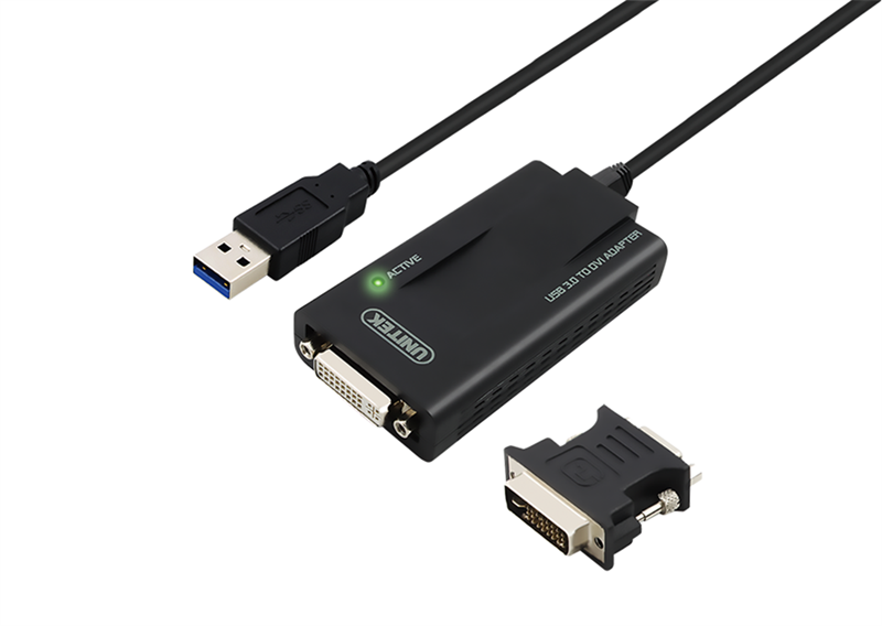 CÁP USB 3.0 ->DVI + ĐẦU ĐỔI DVI ->VGA UNITEK (Y-3801)