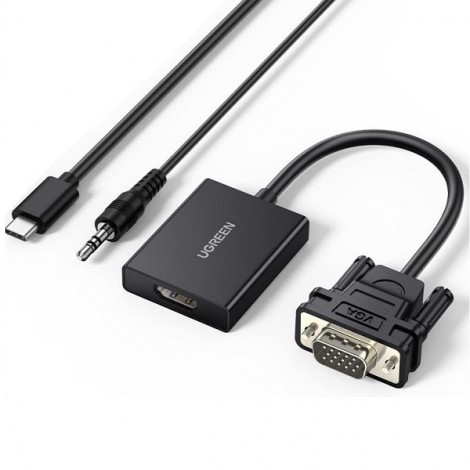Cáp Chuyển VGA sang HDMI+Audio Ugreen 50945 (có cổng trợ nguồn USB-C)