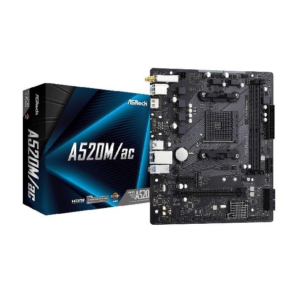 Mainboard ASRock A520M/ac (2 x DDR4/ 64GB/ AM4/ Micro ATX)