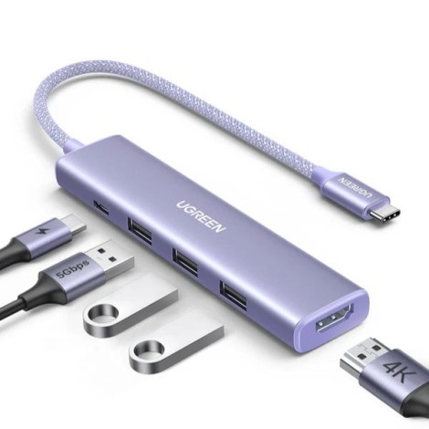 Bộ chuyển đổi đa năng USB Type-C to HDMI + 3 x USB 3.0 + USB-C PD 100W Ugreen 35582