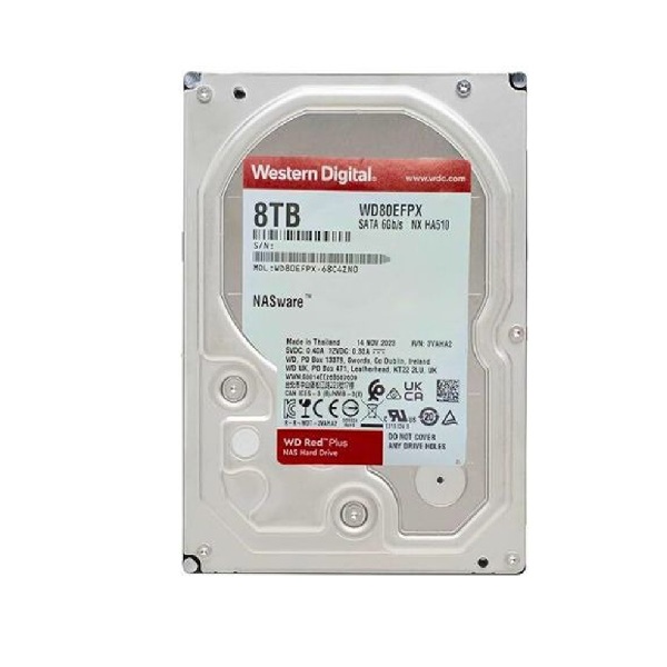 Ổ cứng nas Western Digital Red Plus 8TB WD80EFPX (3.5Inch/ 5640rpm/ Cache 256MB/ SATA3)