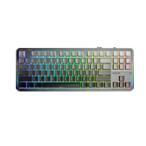 Bàn Phím Cơ Gaming 3 Mode AULA F87 PRO V2 Màu Xám đen gradient - Grey Wood V4 Switch (2629)