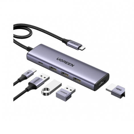 Bộ chuyển đổi đa năng USB Type-C to HDMI + 3 x USB 3.0 + USB-C PD 100W Ugreen 15596
