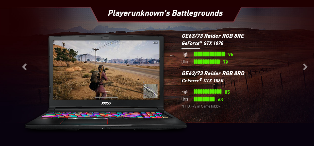 MSI GE63 8RE-266VN Raider RGB Edition pubg