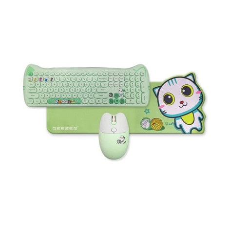 Combo Bàn phím và Chuột không dây GEEZER Cat Plus màu Green (tặng kèm Miếng lót chuột)
