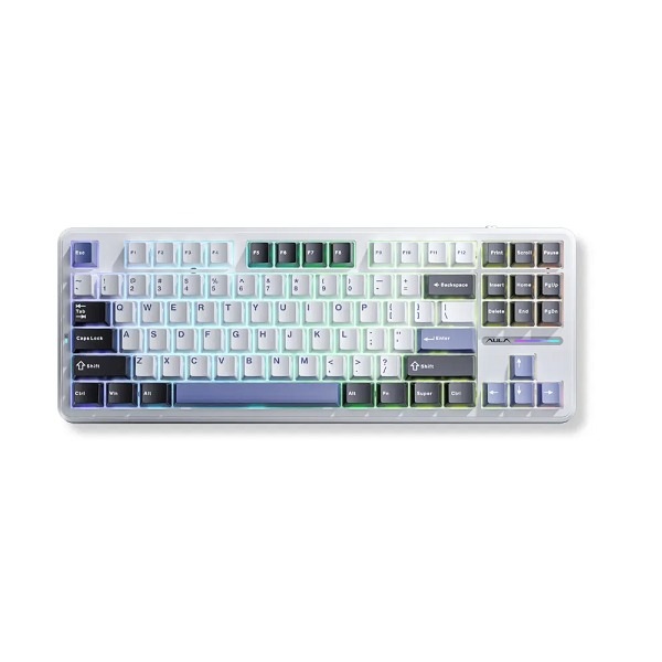 Bàn phím cơ Gaming có dây AULA F87 màu Đen, Trắng, Xanh Dương, Grey Wood V4 Switch