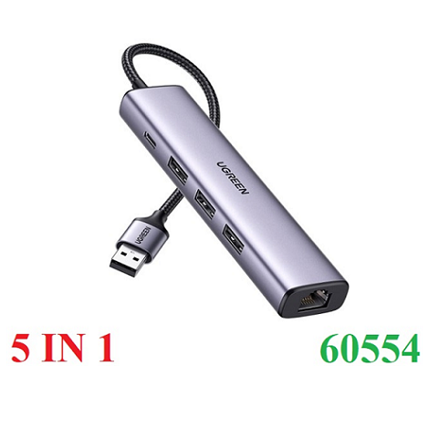 HUB USB 3.0 to Lan 100/1000 + 3xUSB 3.0 Ugreen 60554 (Có trợ nguồn USB-C)