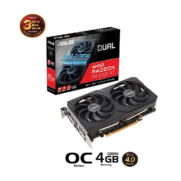 Card đồ họa Asus Dual Radeon RX 6500 XT V2 OC Edition 4GB (GDDR6/ 64 bit)