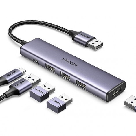 Bộ chia USB 3.0 sang 4 cổng USB 3.0 tốc độ 5Gbps Ugreen 20805, trợ nguồn cổng USB-C.