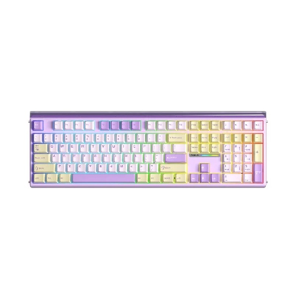 Bàn phím cơ 3 Mode Aula H108 Vàng Tím - Silent Cotton Candy Switch (7495)