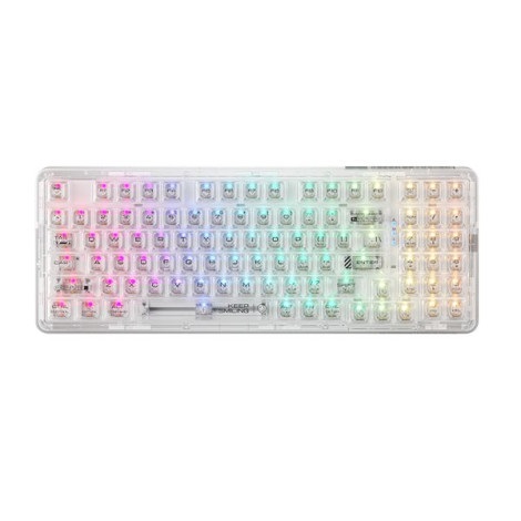 Bàn phím Gaming cơ không dây Machenike K500F-B94W Tri-Mode RGB White GR Transparent Crystal Switch