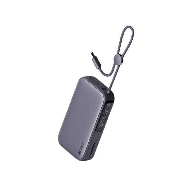 Sạc dự phòng tích hợp cáp sạc type-C Aukey PB-Y47 10000mAh 30W PB-Y47-GRA (PBY47-GRA) - Storm Gray