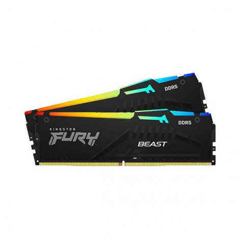 Ram Desktop Kingston 32GB DDR5 Bus 5200MHz Fury Beast Black RGB KF552C40BBAK2/32