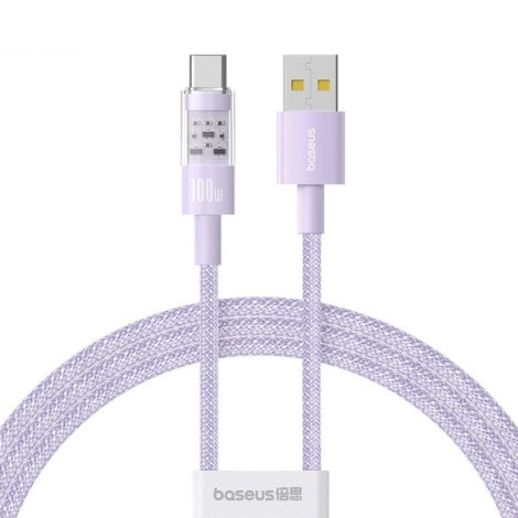 Cáp sạc nhanh Baseus Gem USB-C 100W dài 1m P10373002511-00 Nebula Purple