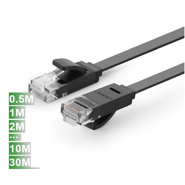 Cáp mạng bấm sẵn UTP Cat6 dẹt dài 0.5m Ugreen 50183 màu đen